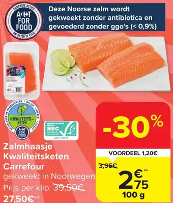 Carrefour Market Zalmhaasje Kwaliteitsketen 100g aanbieding
