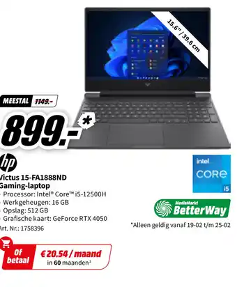 MediaMarkt hp Victus 15-FA1888ND Gaming-laptop aanbieding