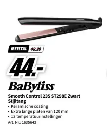 MediaMarkt BaByliss Smooth Control 235 ST298E Zwart Stijltang aanbieding