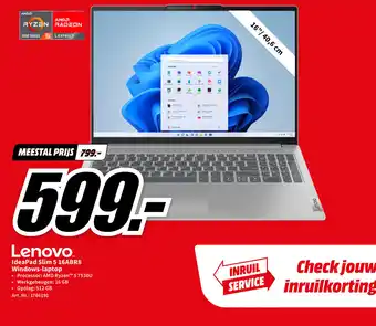 MediaMarkt Lenovo IdeaPad Slim 5 16ABR8 Windows-laptop aanbieding