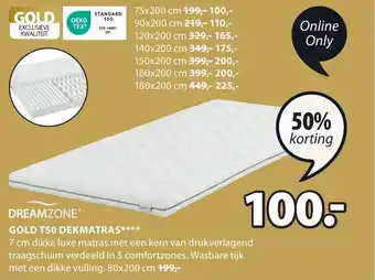 Jysk GOLD T50 DEKMATRAS aanbieding