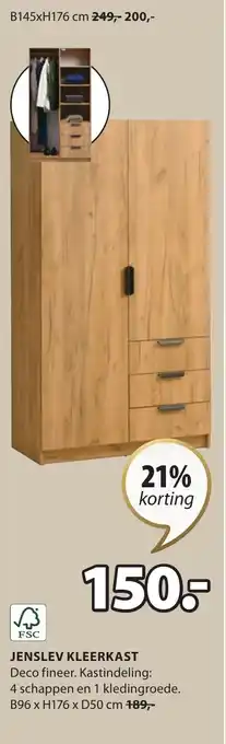 Jysk JENSLEV KLEERKAST aanbieding