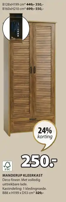 Jysk MANDERUP KLEERKAST aanbieding