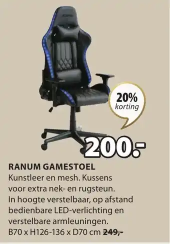 Jysk RANUM GAMESTOEL aanbieding