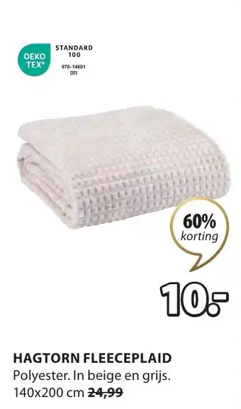Jysk HAGTORN FLEECEPLAID 140x200 cm aanbieding