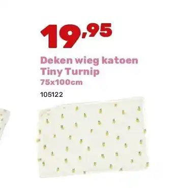 Happyland Deken wieg katoen Tiny Turnip 75x100cm aanbieding