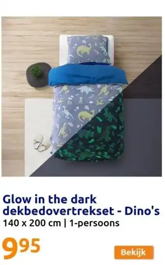 Action Glow in the dark dekbedovertrekset - Dino's aanbieding