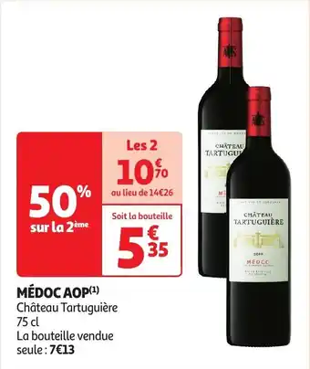 Auchan MÉDOC AOPCHATEAU TARTUGU Château Tartuguière 75 cl aanbieding