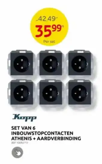 Brico SET VAN 6 INBOUWSTOPCONTACTEN ATHENIS + AARDVERBINDING aanbieding