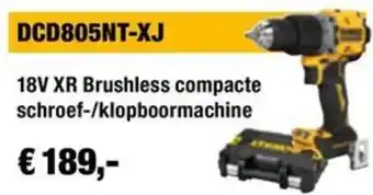 DeWALT 18V XR Brushless compacte schroef-/klopboormachine aanbieding