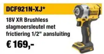 DeWALT 18V XR Brushless slagmoersleutel met frictiering 1/2" aansluiting aanbieding