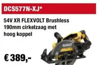 DeWALT 54V XR FLEXVOLT Brushless 190mm cirkelzaag met hoog koppel aanbieding