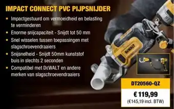 DeWALT IMPACT CONNECT PVC PIJPSNIJDER aanbieding