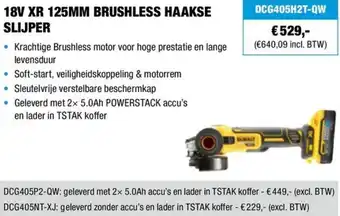 DeWALT 18V XR 125MM BRUSHLESS HAAKSE SLIJPER aanbieding