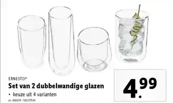 Lidl Set van 2 dubbelwandige glazen aanbieding