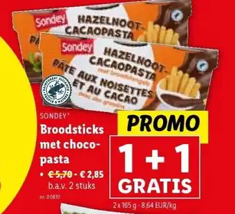 Lidl Broodsticks met chocopasta aanbieding