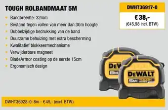 DeWALT TOUGH ROLBANDMAAT 5M DWHT36917-0 aanbieding
