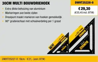 DeWALT 30CM MULTI BOUWDRIEHOEK DWHT25228-0 aanbieding