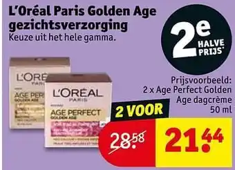 Kruidvat L`oréal paris golden age gezichtsverzorging age perfect golden age dagcrème aanbieding