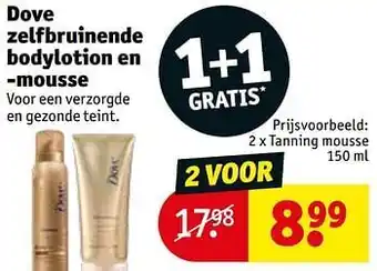 Kruidvat Dove zelfbruinende bodylotion en -mousse tanning mousse aanbieding