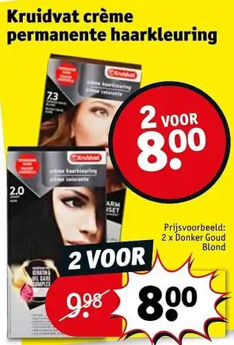 Kruidvat Kruidvat crème permanente haarkleuring donker goud blond aanbieding