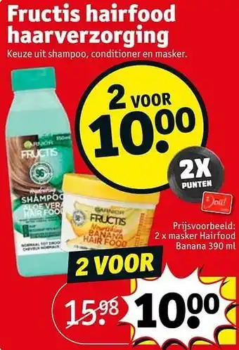 Kruidvat Fructis hairfood haarverzorging masker hairfood banana aanbieding
