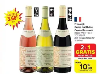 Carrefour Frankrijk Côtes du Rhône Cuvée Réservée aanbieding