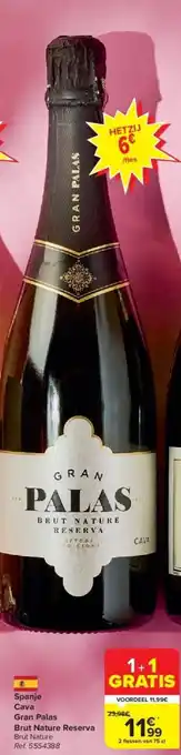 Carrefour Spanje Cava Gran Palas Brut Nature Reserva aanbieding