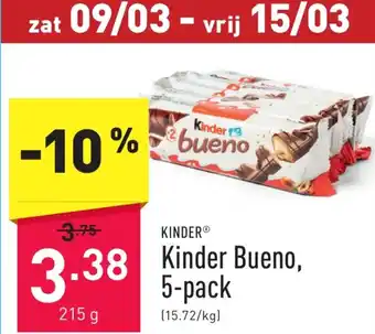 ALDI Kinder Bueno, 5-pack 215g aanbieding