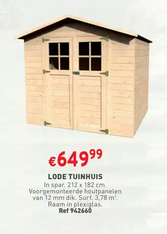 LODE TUINHUIS In spar. 212 x 182 cm.