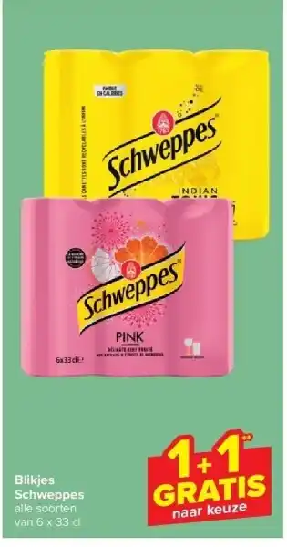 Carrefour Blikjes Schweppes aanbieding