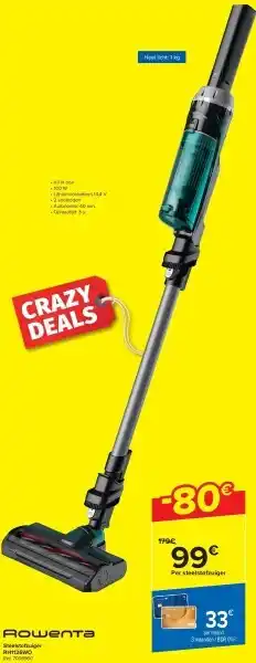 Carrefour Steelstofzuiger RH1126WO aanbieding