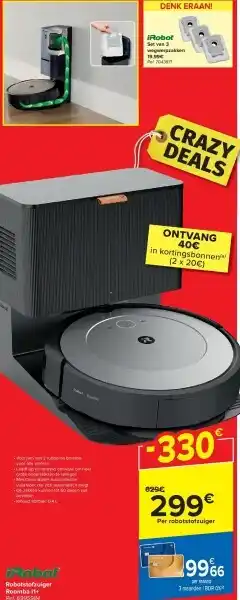 Carrefour Robotstofzuiger Roomba I1+ aanbieding