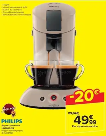 Carrefour Espressomachine HD7806/35 aanbieding
