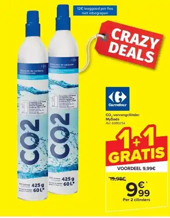 Carrefour CO2-vervangcilinder MySoda aanbieding