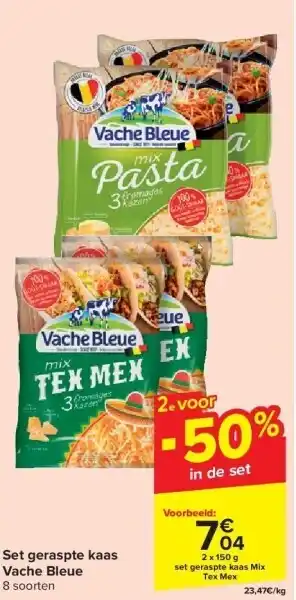 Carrefour Set geraspte kaas Vache Bleue aanbieding