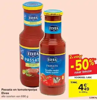 Carrefour Passata en tomatenpolpa Elvea aanbieding