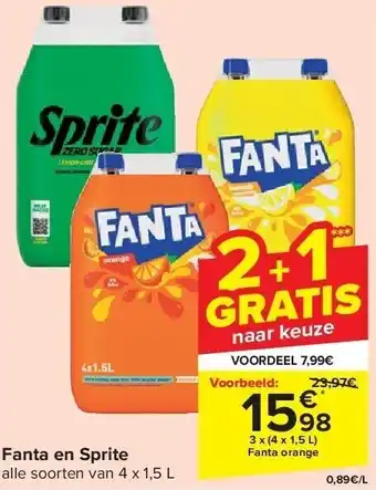 Carrefour Fanta en Sprite aanbieding