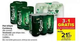 Carrefour Pak Blikjes Carlsberg aanbieding