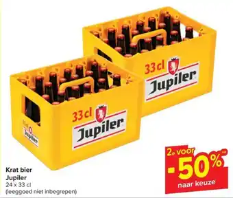 Carrefour Krat bier Jupiler 24 x 33 cl aanbieding