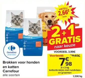 Carrefour Brokken voor honden en katten 3 x 2 kg aanbieding
