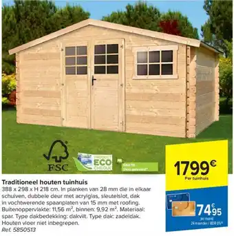 Carrefour Traditioneel houten tuinhuis aanbieding