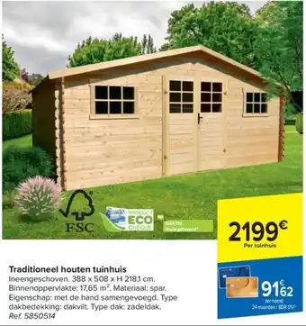 Carrefour Traditioneel houten tuinhuis aanbieding