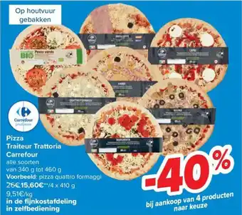 Carrefour Pizza Traiteur Trattoria 4 x 410g aanbieding