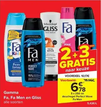 Carrefour Market Gamma Fa, Fa Men en Gliss 5 x 250 ml aanbieding