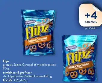 OKay Flipz pretzels Salted Caramel of melkchocolade 90 g aanbieding