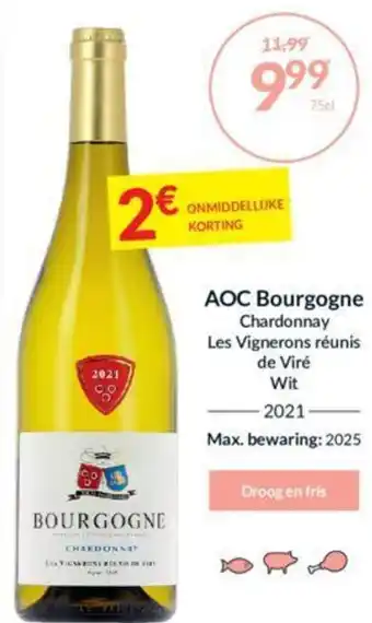 Intermarché AOC Bourgogne Chardonnay Les Vignerons réunis de Viré Wit 2021 75cl aanbieding