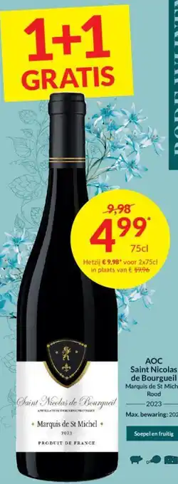 AOC Saint Nicolas de Bourgueil Marquis de St Michel Rood 2023 75cl