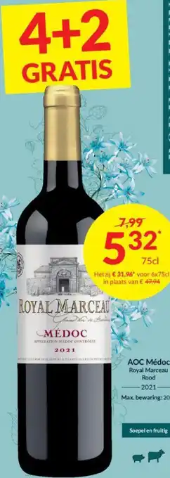 Intermarché AOC Médoc Royal Marceau Rood 2021 75cl aanbieding