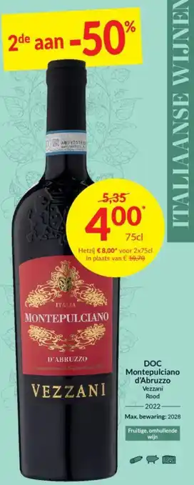 Intermarché DOC Montepulciano d'Abruzzo Vezzani Rood 2022 75cl aanbieding